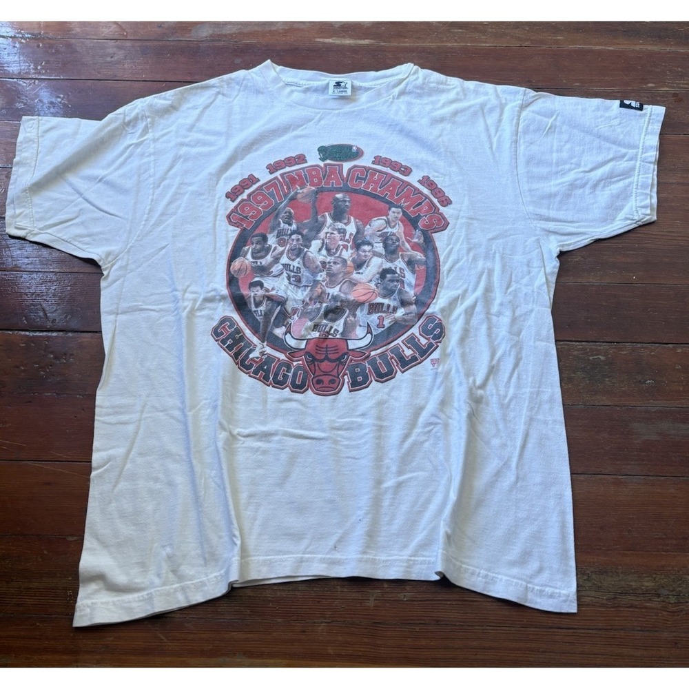 Starter Chicago Bulls Michael Jordan NBA T-Shirt Men's XL USA White Vintage